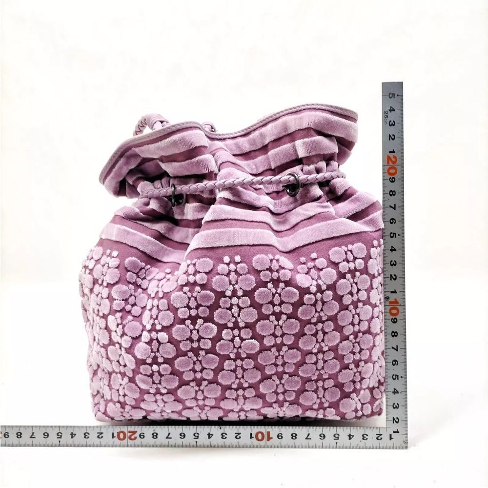 Auth Bottega Veneta Purple Butterfly Velvet Crocheted Strap Mini Bucket Bag - Picture 2 of 9